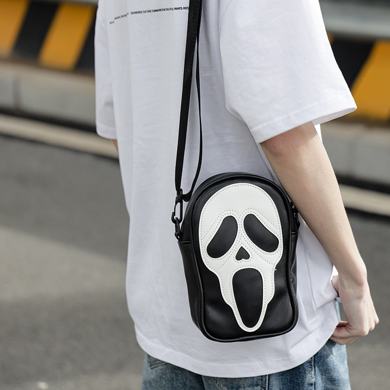 Ghost Face Carry On - Messenger bag men and women, trend funny ghost skull Messenger shoulder bag soft PU