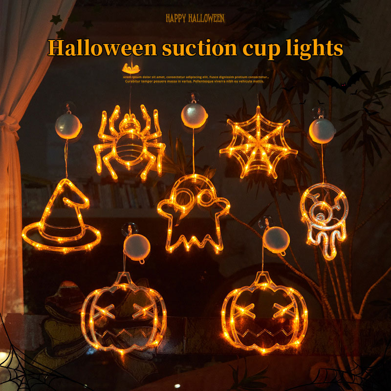 Halloween suction cup light LED atmosphere decoration light string window cabinet wall suction cup pumpkin light