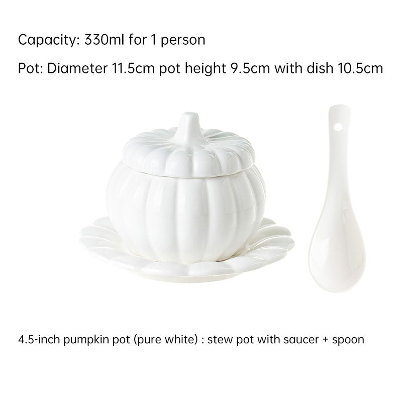 Creative Ceramic Pumpkin Cup, Steamed Egg Cup, Stewed Pot with Cover, Pure White Mini Bird's Nest Cup, Soup Cup