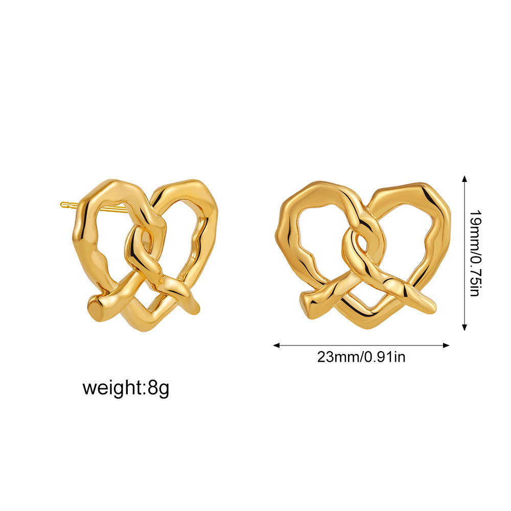 Pretzel Wetzel - Metal Cold Wind Heart Earrings Female Niche Design Personalized Earrings