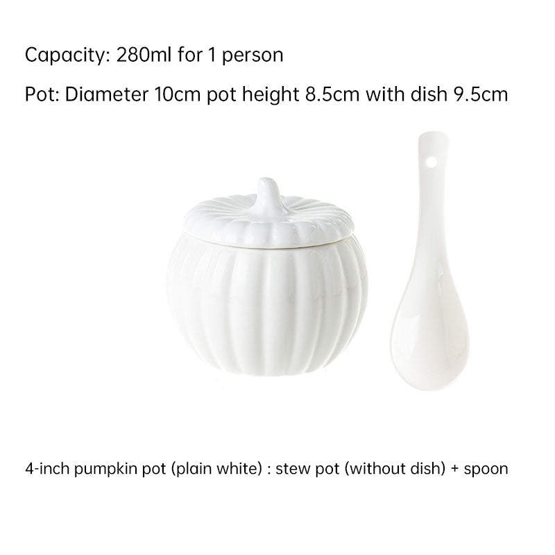 Creative Ceramic Pumpkin Cup, Steamed Egg Cup, Stewed Pot with Cover, Pure White Mini Bird's Nest Cup, Soup Cup