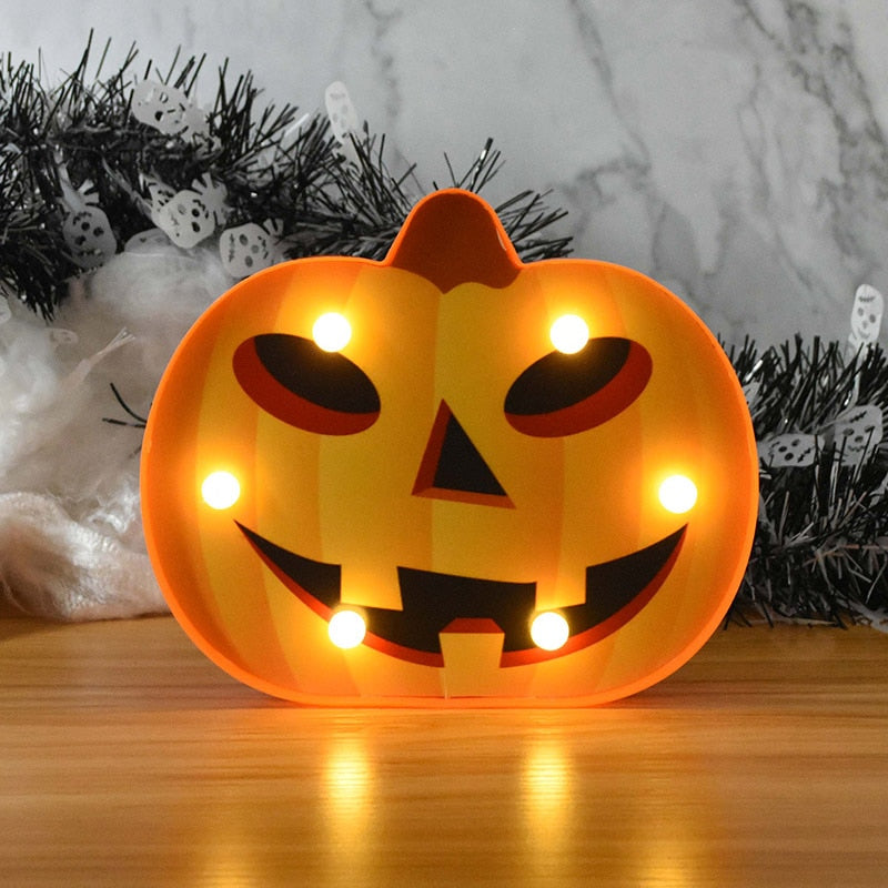 Halloween LED Lights Horror Pumpkin Ghost Bat Spider Night Lights Ornament Halloween Party Props Home Bar Table Lamp Decorations