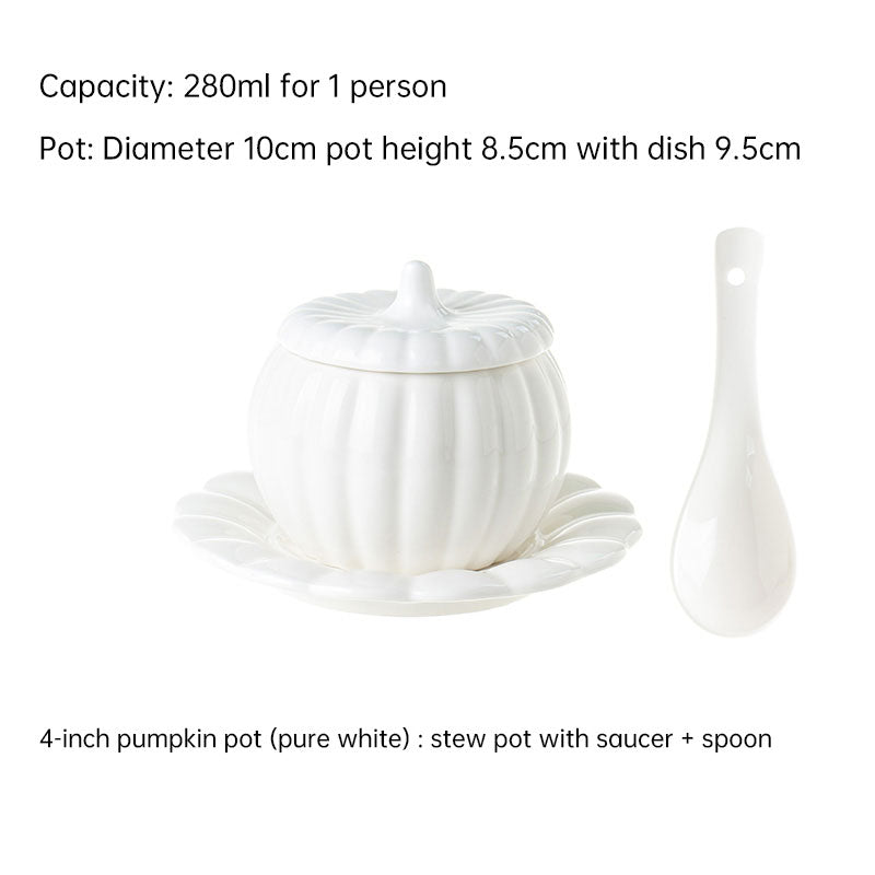 Creative Ceramic Pumpkin Cup, Steamed Egg Cup, Stewed Pot with Cover, Pure White Mini Bird's Nest Cup, Soup Cup