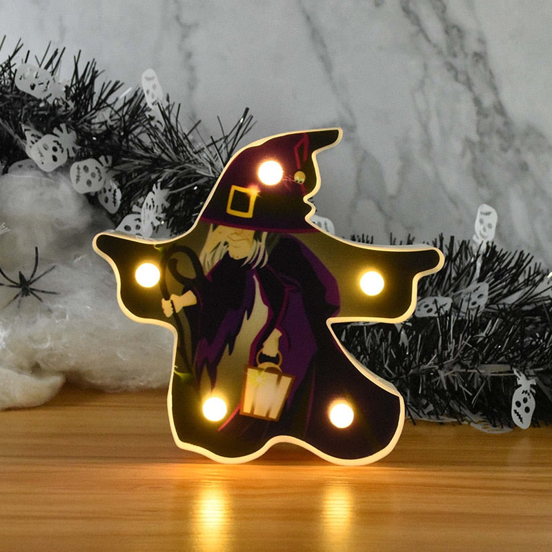 Halloween LED Lights Horror Pumpkin Ghost Bat Spider Night Lights Ornament Halloween Party Props Home Bar Table Lamp Decorations