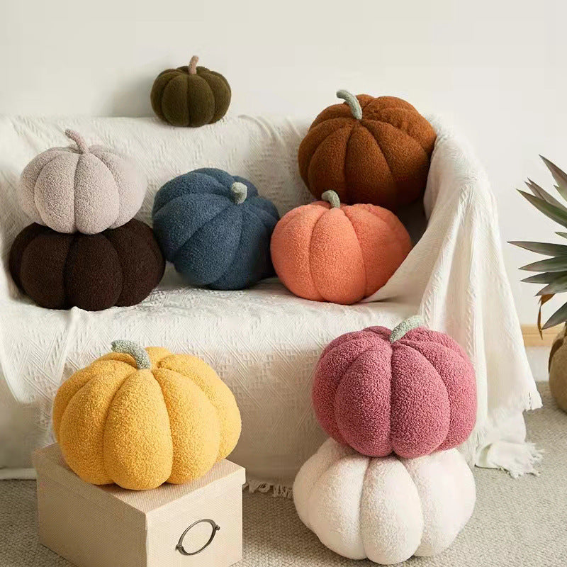 Creative New Color Pumpkin Pillow Plush Pumpkin Waist Pillow Round Sofa Pillow Homestay Decoration