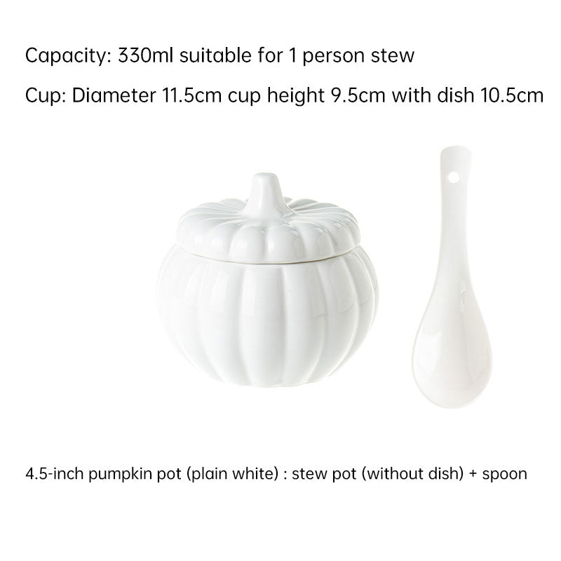 Creative Ceramic Pumpkin Cup, Steamed Egg Cup, Stewed Pot with Cover, Pure White Mini Bird's Nest Cup, Soup Cup