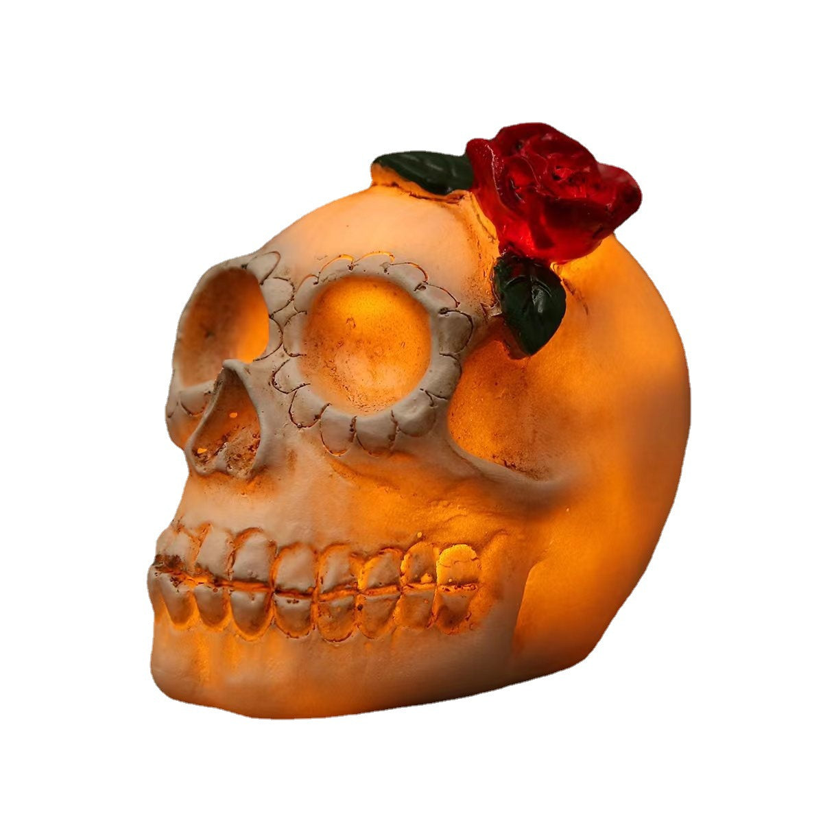 Halloween ornaments, skull headlights, Ghost Festival resin skull ornaments, bar LED decorative props, pumpkin lamps