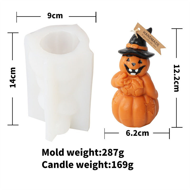 New Halloween Pumpkin Silicone Candle Mold Witch Ghost Festival Ghost Resin Party Decoration Ornament Props