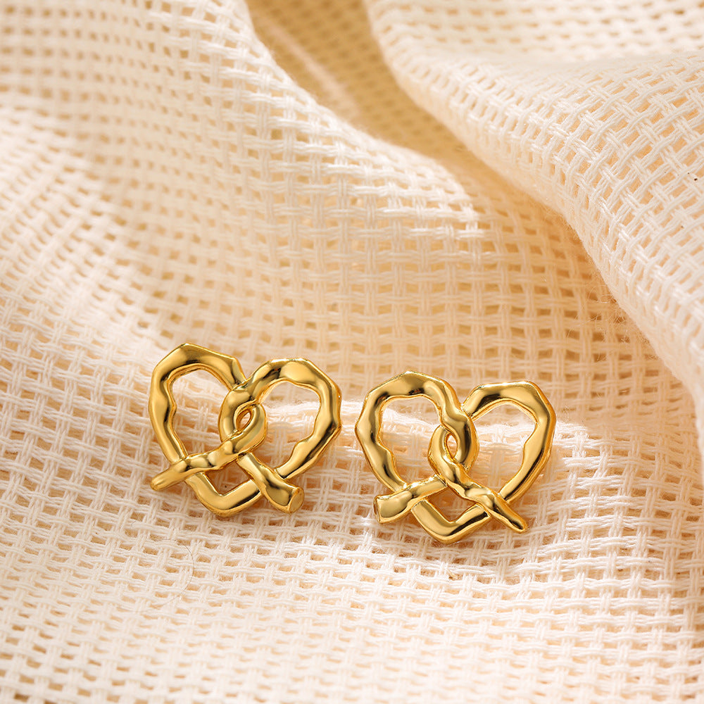 Pretzel Wetzel - Metal Cold Wind Heart Earrings Female Niche Design Personalized Earrings