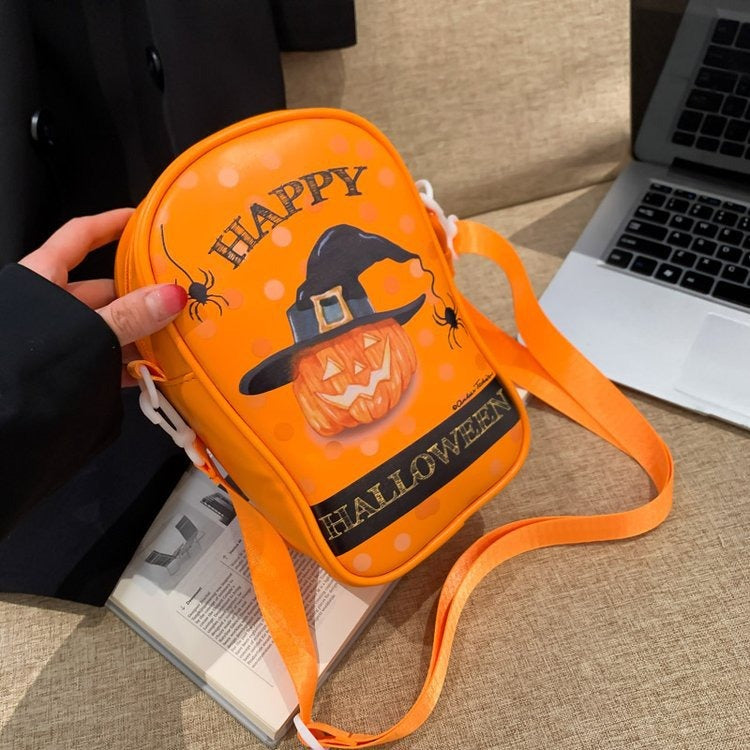 Fashionable Dark Square Bag Halloween Pumpkin Crossbody Bag Shoulder Bag for Women