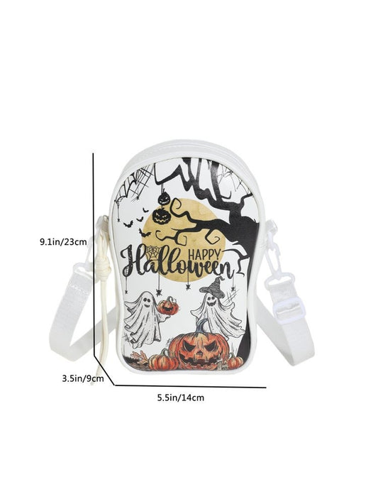 Fashionable Dark Square Bag Halloween Pumpkin Crossbody Bag Shoulder Bag for Women