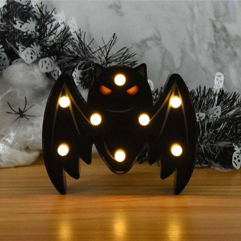 Halloween LED Lights Horror Pumpkin Ghost Bat Spider Night Lights Ornament Halloween Party Props Home Bar Table Lamp Decorations