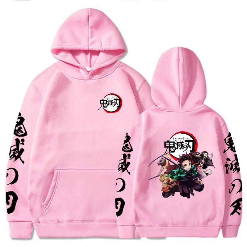 Main fabric composition: polyester fiber Ghost Killing Blade cartoon Japanese anime Demon Slayer Kamado Tanjirou loose hoodie