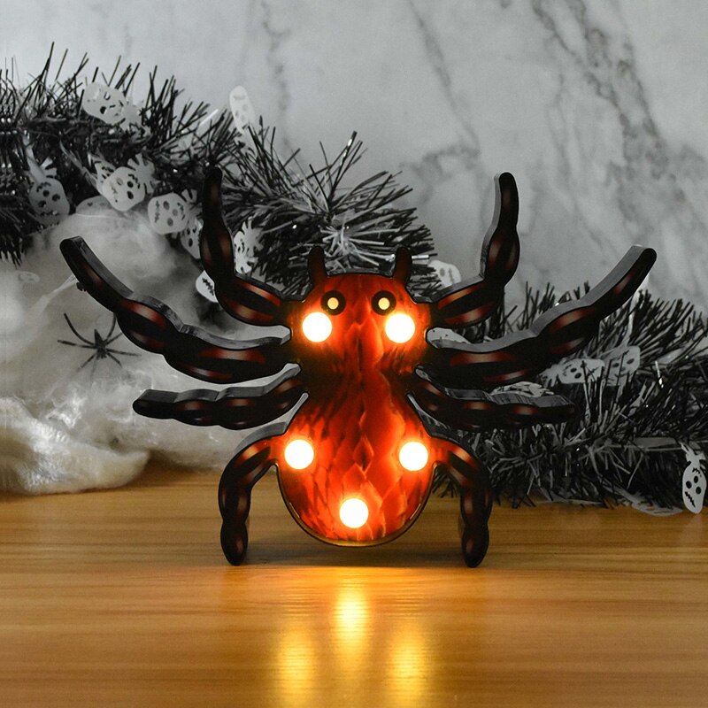 Halloween LED Lights Horror Pumpkin Ghost Bat Spider Night Lights Ornament Halloween Party Props Home Bar Table Lamp Decorations