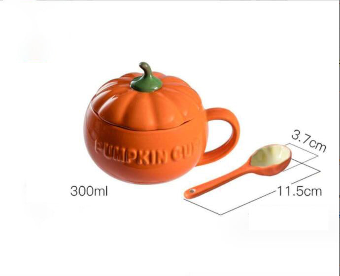 Cute ceramic pumpkin cup with lid soup cup