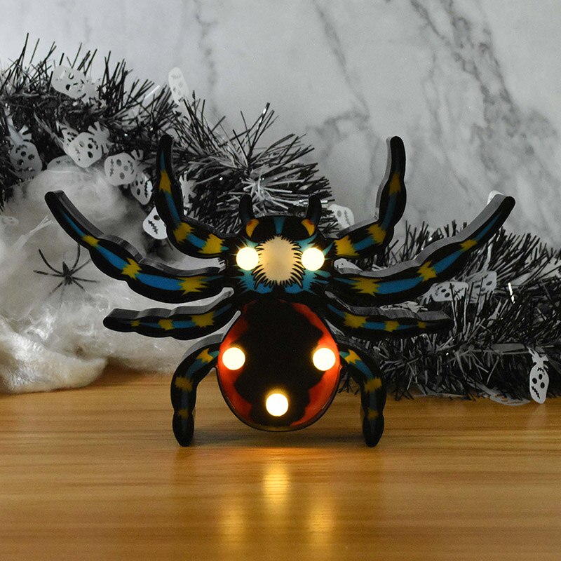 Halloween LED Lights Horror Pumpkin Ghost Bat Spider Night Lights Ornament Halloween Party Props Home Bar Table Lamp Decorations