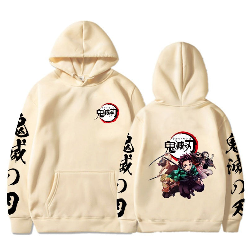 Main fabric composition: polyester fiber Ghost Killing Blade cartoon Japanese anime Demon Slayer Kamado Tanjirou loose hoodie