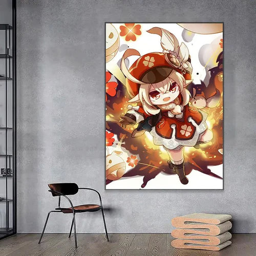 Genshin Impact Klee Classic Anime Poster Decoracion Painting Wall Art