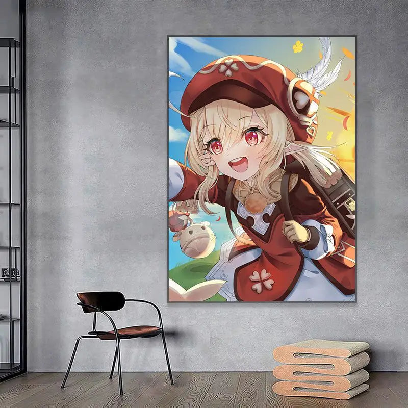 Genshin Impact Klee Classic Anime Poster Decoracion Painting Wall Art