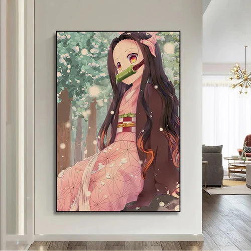 Anime Girl Kamado Nezuko DIY Poster Kraft Paper Prints And Posters