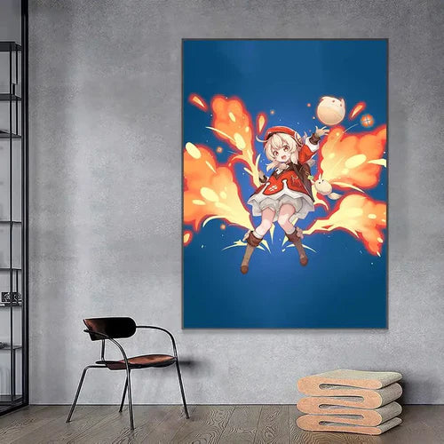 Genshin Impact Klee Classic Anime Poster Decoracion Painting Wall Art