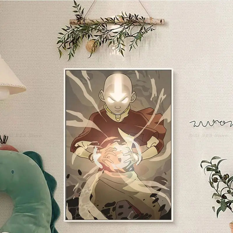 Avatar The Last Airbender Aang Fight Anime Whitepaper Poster HD