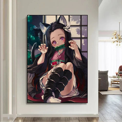 Anime Girl Kamado Nezuko DIY Poster Kraft Paper Prints And Posters