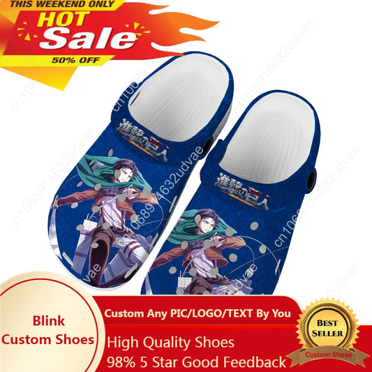 Anime Attack on Titan Levi Ackerman Home Clogs Custom Water Shoes Mens