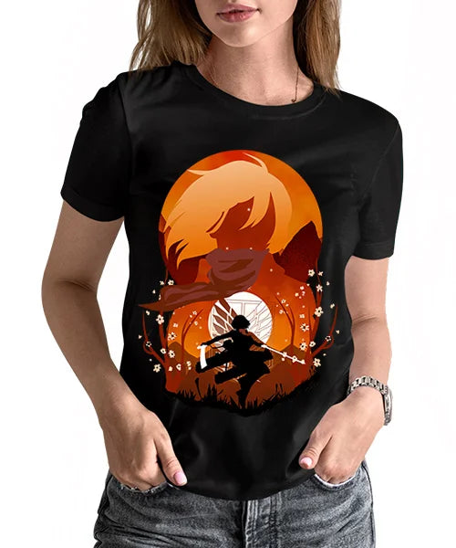 T-Shirt UNISEX ATTACK ON TITAN MIKASA ACKERMAN EN ATAQUE