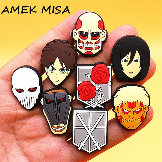 Japan Attack on Titan PVC Shoe Charms Decorations Guard Rose Wings of